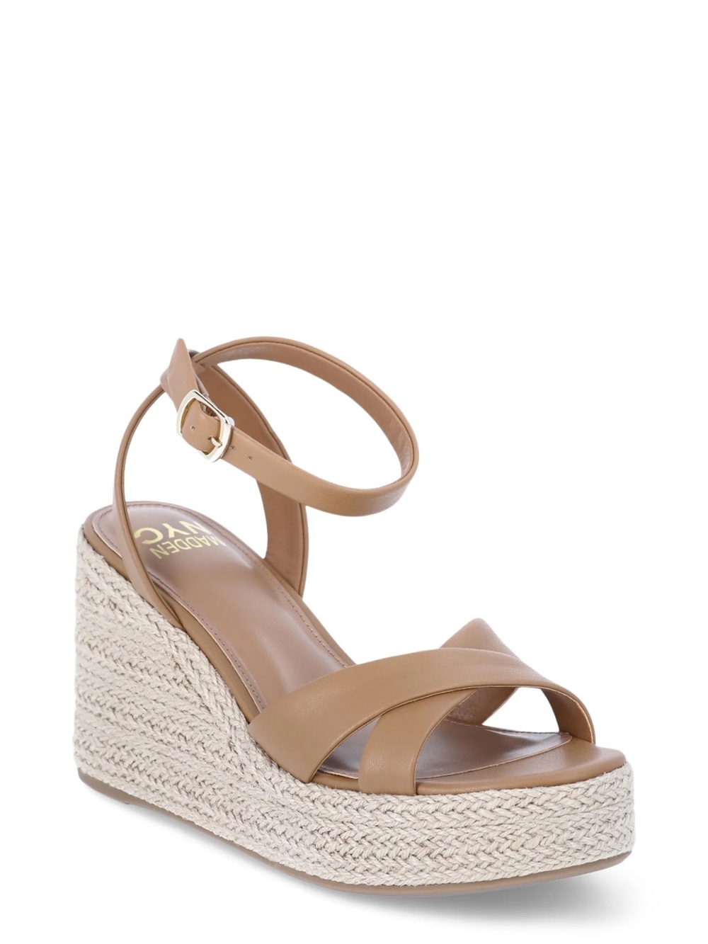 Madden NYC Tan Espadrille Wedge Sandal with Ankle Strap